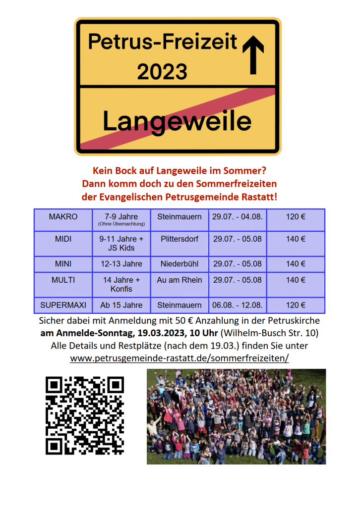 Werbeplakat Sommerfreizeiten 2023